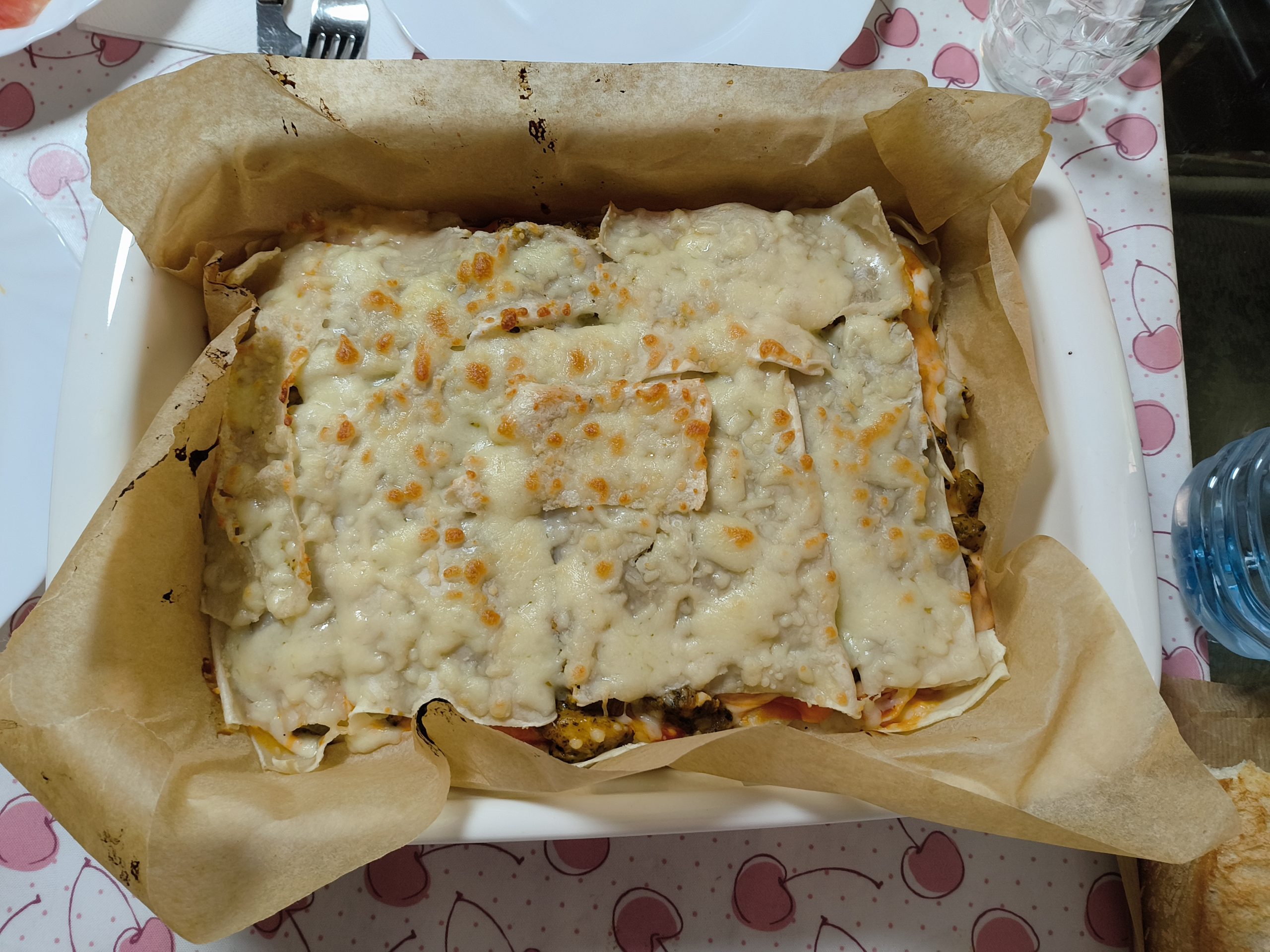 Lasaña de pollo con verduras
